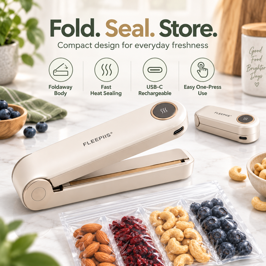 FLEEPIIS® FreshFold Foldaway Rechargeable Food Bag Heat Sealer