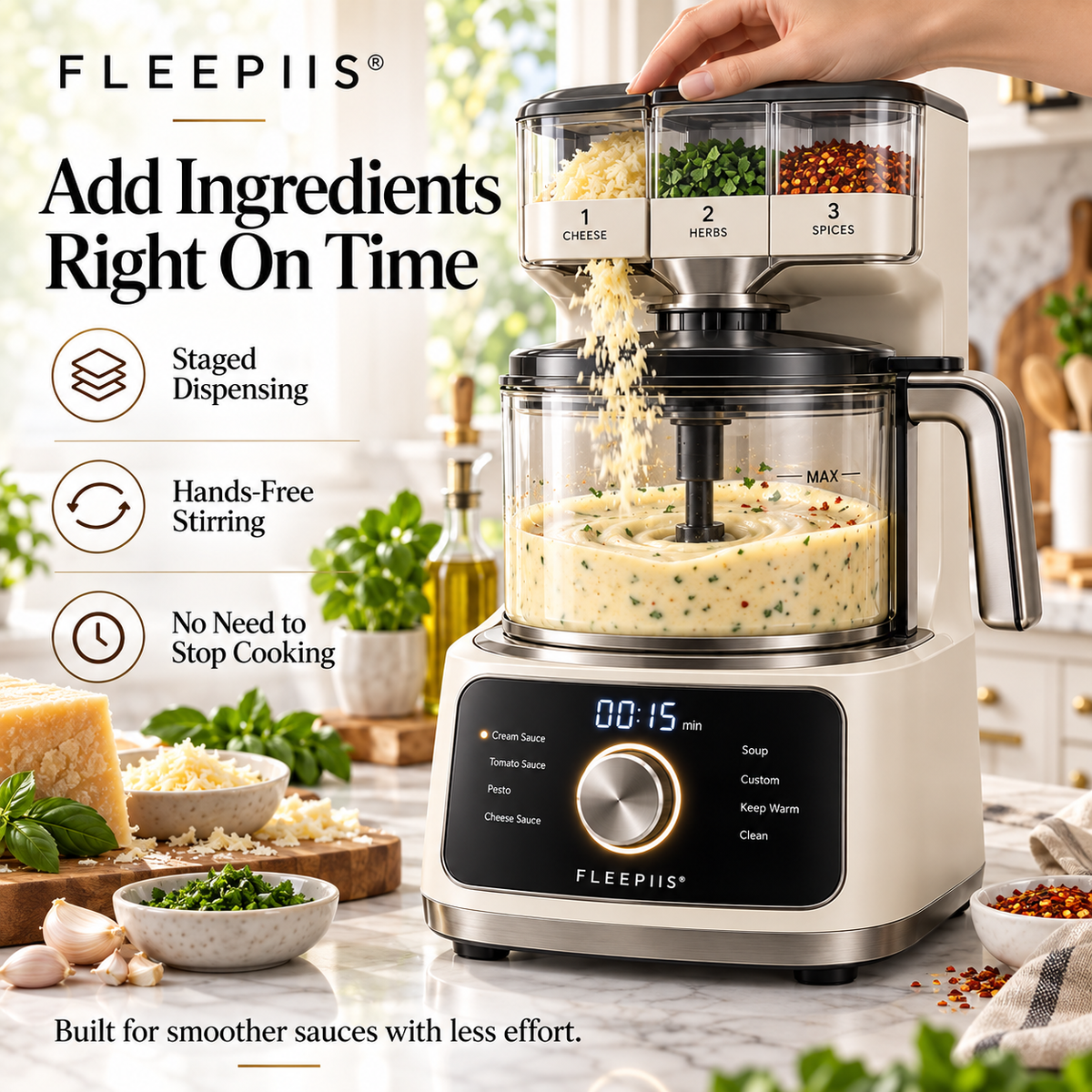 FLEEPIIS® SaucePilot Automatic Sauce Maker with Staged Ingredient Dispensing