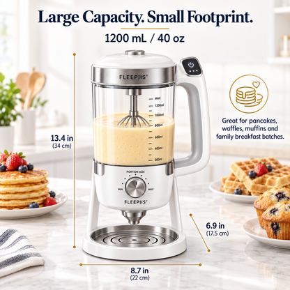 FLEEPIIS® BatterFlow 1200mL Automatic Batter Mixer & Portion Dispenser