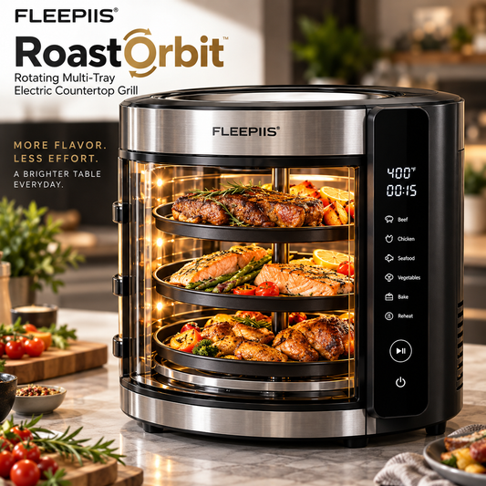 FLEEPIIS® RoastOrbit 360° Rotating Multi-Tray Air Fryer Oven