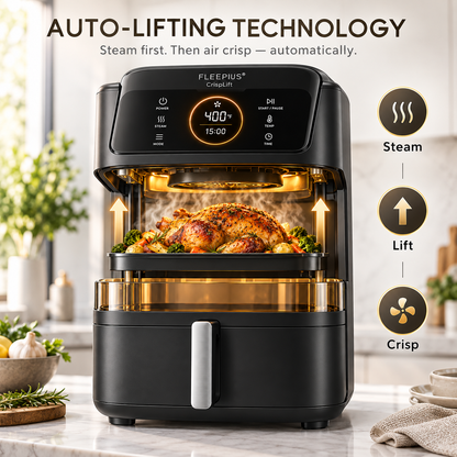 FLEEPIIS® CrispLift Steam Air Fryer with Auto-Lifting Technology