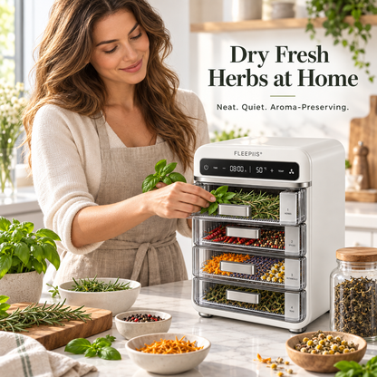 FLEEPIIS® HerbVault 4-Chamber Herb & Botanical Dehydrator with Precision Temperature Control