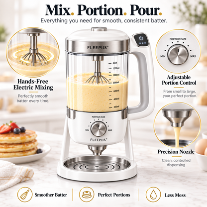 FLEEPIIS® BatterFlow 1200mL Automatic Batter Mixer & Portion Dispenser