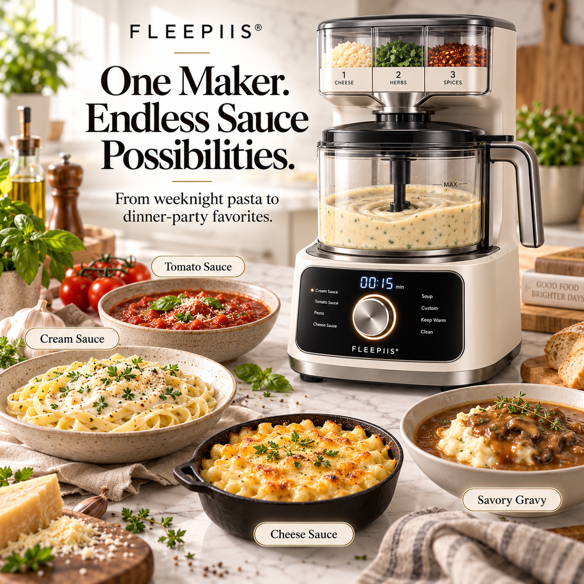 FLEEPIIS® SaucePilot Automatic Sauce Maker with Staged Ingredient Dispensing