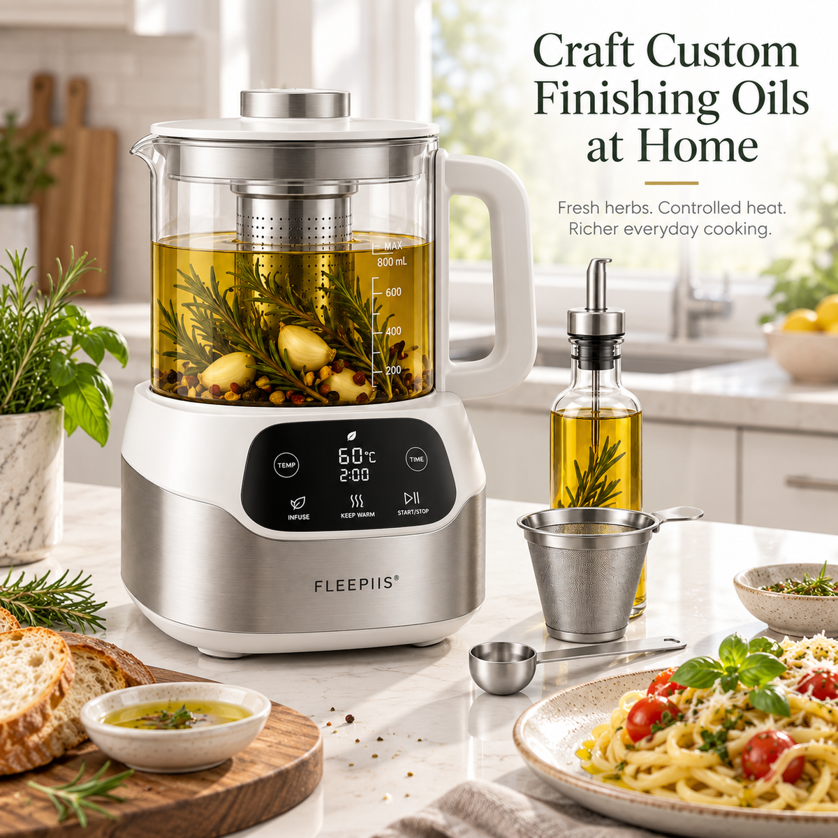 FLEEPIIS® OilBloom 800mL Low-Temperature Culinary Oil Infusion Maker