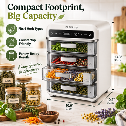 FLEEPIIS® HerbVault 4-Chamber Herb & Botanical Dehydrator with Precision Temperature Control