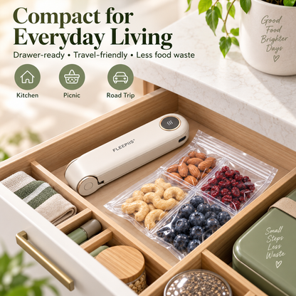 FLEEPIIS® FreshFold Foldaway Rechargeable Food Bag Heat Sealer