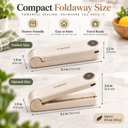 FLEEPIIS® FreshFold Foldaway Rechargeable Food Bag Heat Sealer
